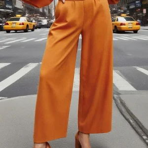 Casual Plain Fashion Straight Pants, Pants, color:Orange|size:XXL, Stylewe