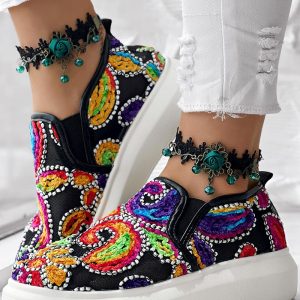 Multicolor Floral Paisley Pattern Breathable Sneakers, women Sneakers, ChicMe catalog