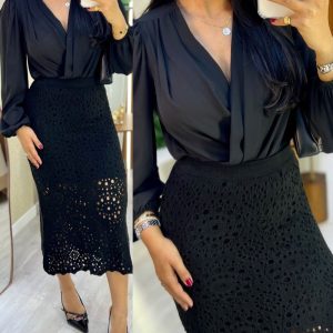 Casual Hollow-out Crochet Mid-Calf Skirt, women Skirts, ChicMe catalog