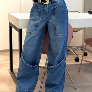 Urban Loose Denim Jeans With No Belt, Jeans, color:Blue|size:XXL, Stylewe