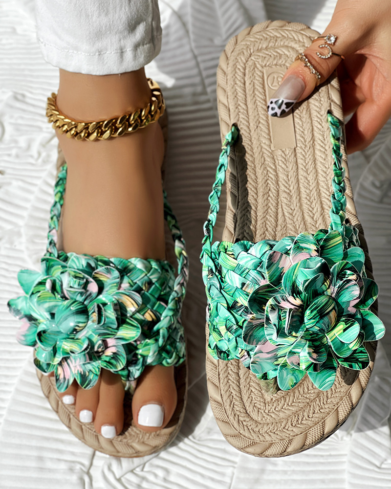 Ombre Floral Pattern Braided Slippers, women Slippers, ChicMe catalog - Image 4