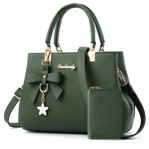 PU Plain Classic Backpack With Little Bags, Clutches, color:Green, Stylewe
