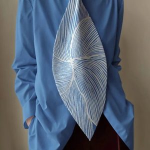 Urban Printing Tie Stand Collar Shirt, Blouses and Shirts, color:Blue|size:XXL, Stylewe