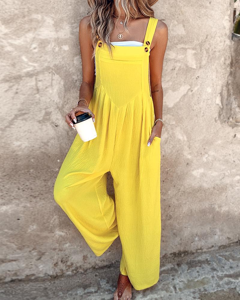 Adjustable Strap Pocket Design Wide Leg Suspender Jumpsuit, women Jumpsuits, ChicMe catalog - Image 6