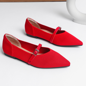 Plain Fleece Shallow Shoes, Flats, color:Red|size:43, Stylewe