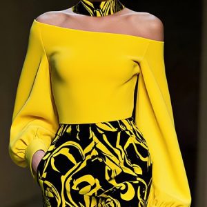 Urban Plain Cold Shoulder Blouse With Choker, Blouses and Shirts, color:Yellow|size:XXL, Stylewe