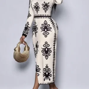 Elegant Ethnic Geometry Printing  Maxi Dress, Maxi Dresses, color:As Picture|size:XXL, Stylewe