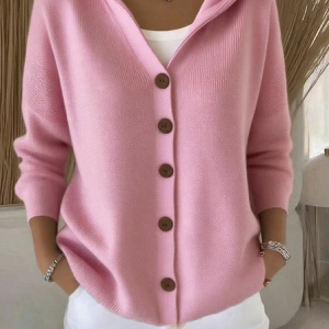 Women Plain Long Sleeve Hoodie Casual Spring/Fall Cardigan Outerwear, JustFashionNow Cardigans, color:Pink|size:4XL,