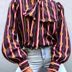 Urban Striped Printing Shirt, Blouses and Shirts, color:As Picture|size:XXL, Stylewe
