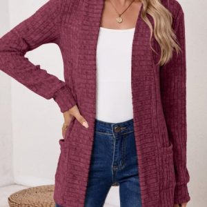 Women Spring/Fall Outerwear Vintage Split Joint Plain Long Sleeve Jacket, Kimono, color:Wine Red|size:XXL, catalog Noracora shop