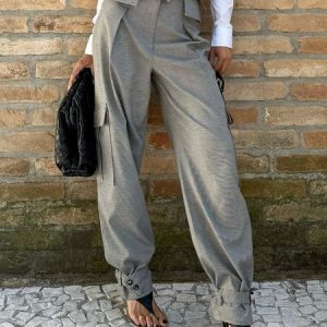 Urban Plain Fashion  Cargo Pants With Belt, Pants, color:As Picture|size:XXL, Stylewe
