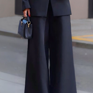 Urban Plain Wide Leg Pants, Pants, color:Black|size:XXL, Stylewe