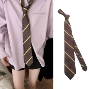 Daily Commuting Striped Color Block Tie, Scarves, color:Coffee, Stylewe