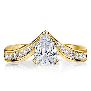 classic engagement rings - Italo Chevron Pear Shaped White Sapphire Engagement Rings, Italo jewelry - Online Catalog