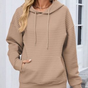Casual Hoodie Plain Hoodie, Hoodies & Sweatshirts, color:Khaki|size:XXL, catalog Noracora shop