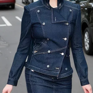 Urban Buttoned Color Block Shawl Collar Denim Coat, Jackets, color:Blue|size:XXL, Stylewe