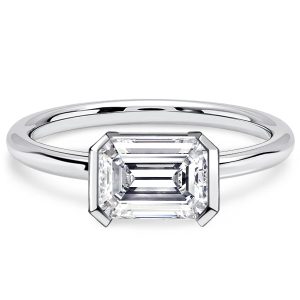 classic engagement rings - Italo East West Emerald Cut White Sapphire Engagement Rings, Italo jewelry - Online Catalog