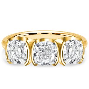 classic engagement rings - Italo Cushion Cut White Sapphire Engagement Rings 3 Stone Ring, Italo jewelry - Online Catalog