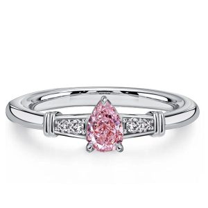 classic engagement rings - Italo Dainty Pear Shaped Pink Sapphire Three Stone Engagement Ring, Italo jewelry - Online Catalog