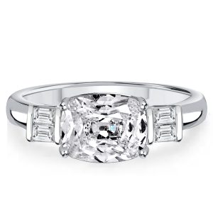 three stone engagement rings - Italo Cushion Cut White Sapphire Engagement Rings 3 Stone Ring, Italo jewelry - Online Catalog