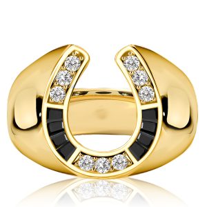 unique engagement rings - Italo Golden Horseshoe Ring Black Sapphire Rings For Women, Italo jewelry - Online Catalog