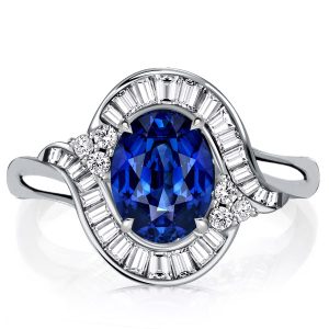 halo engagement rings - Italo Channel Set Oval Blue Sapphire Rings Halo Engagement Ring Ballerina Ring, Italo jewelry - Online Catalog