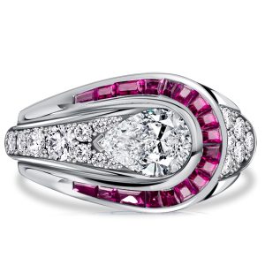 unique engagement rings - Italo Art Deco Rings Pear Shaped Ruby Rings, Italo jewelry - Online Catalog