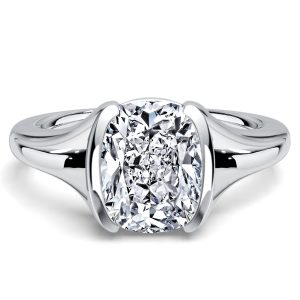classic engagement rings - Italo Half-bezel White Sapphire Cushion Cut Engagement Rings, Italo jewelry - Online Catalog