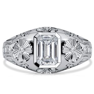 unique engagement rings - Italo Vintage Emerald Cut White Sapphire Engagement Rings Filigree Cocktail Rings, Italo jewelry - Online Catalog