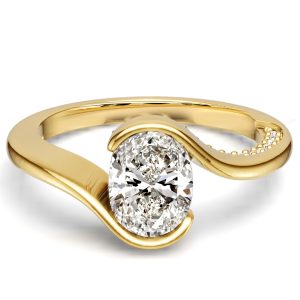 classic engagement rings - Italo Golden Half-bezel Oval Cut Engagement Ring For Women, Italo jewelry - Online Catalog