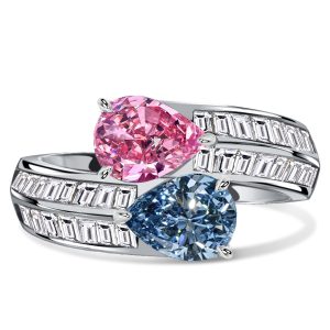 unique engagement rings - Italo Unique Pear Cut Pink Sapphire Engagement Rings Blue Topaz Ring, Italo jewelry - Online Catalog