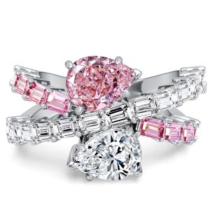 unique engagement rings - Italo Unique Cross Pear Cut White & Pink Sapphire Engagement Rings Infinity Ring, Italo jewelry - Online Catalog