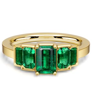 classic engagement rings - Italo Five Stone Emerald Cut Emerald Green Engagement Rings, Italo jewelry - Online Catalog