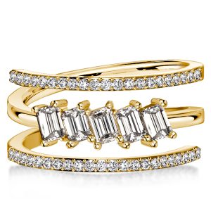 classic engagement rings - Italo Spiral Design Emerald Cut Engagement Rings Stackable Ring, Italo jewelry - Online Catalog