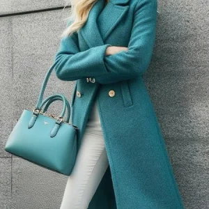 Urban  Plain Lapel Collar Coat, Coats, color:Blue|size:XXL, Stylewe