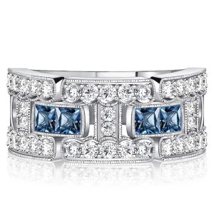 anniversary band - Italo Round Cut Wedding Band For Women Blue Topaz Ring, Italo jewelry - Online Catalog