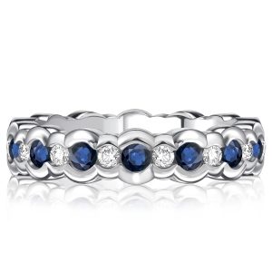 eternity band - Italo Channel Set White & Blue Sapphire Eternity Band For Women, Italo jewelry - Online Catalog