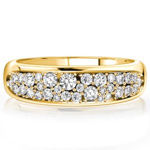 anniversary band - Italo Golden Paved White Sapphire Band Ring Anniversary Rings Waterfall Ring, Italo jewelry - Online Catalog