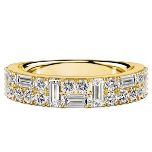classic band - Italo Thin White Sapphire Round & Baguette Cut Half Eternity Band, Italo jewelry - Online Catalog
