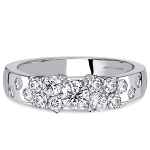 anniversary band - Italo Cluster Design Round Cut White Sapphire Wedding Band Anniversary Rings Waterfall Ring, Italo jewelry - Online Catalog