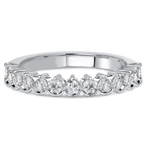 classic band - Italo Round Thin Half Eternity Band Stackable Ring For Women (0.59 CT. TW.), Italo jewelry - Online Catalog