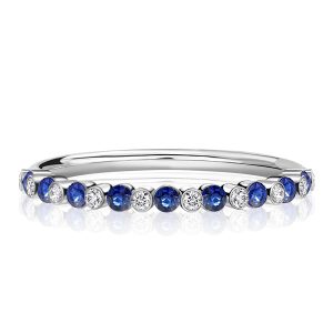 classic band - Italo Alternating White & Blue Sapphire Bezel Wedding Band, Italo jewelry - Online Catalog