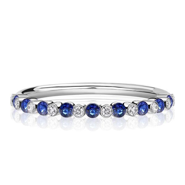 classic band - Italo Alternating White & Blue Sapphire Bezel Wedding Band, Italo jewelry - Online Catalog