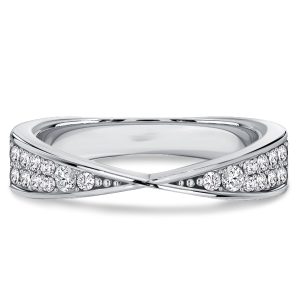multi row band - Italo Twisted Round Cut White Sapphire Crossover Wedding Band, Italo jewelry - Online Catalog