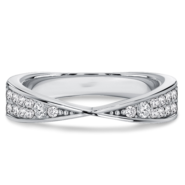 multi row band - Italo Twisted Round Cut White Sapphire Crossover Wedding Band, Italo jewelry - Online Catalog