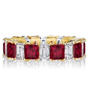 eternity band - Italo Two Tone Princess Cut Ruby Ring Eternity Band For Women, Italo jewelry - Online Catalog
