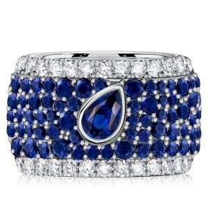 eternity band - Italo Micro-pave Emerald & Pear Cut Blue Sapphire Eternity Band, Italo jewelry - Online Catalog