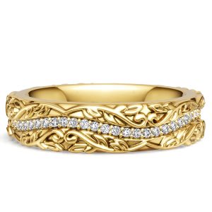 eternity band - Italo Golden Floral White Sapphire Filigree Eternity Wedding Band For Women, Italo jewelry - Online Catalog