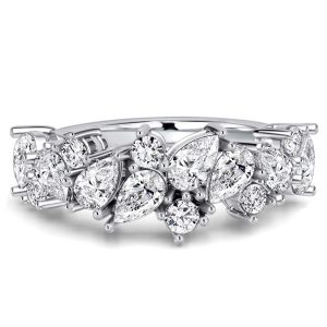 anniversary band - Italo Floral Pear Cut Half Eternity Band For Women Anniversary Waterfall Ring, Italo jewelry - Online Catalog