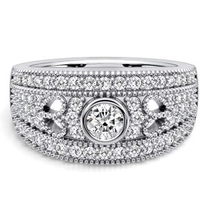 anniversary band - Italo Milgrain Round Cut Half Eternity Band For Women Anniversary, Italo jewelry - Online Catalog